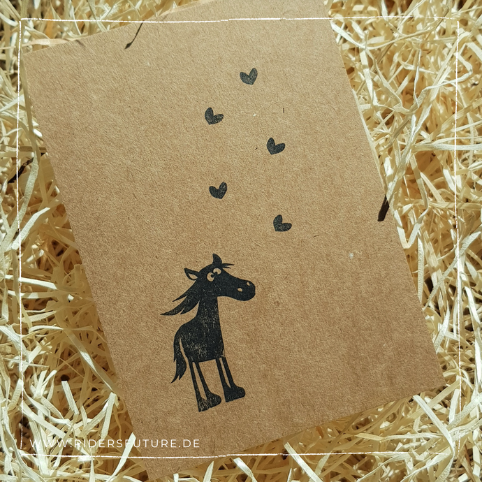 Sags mit einer Karte - Pony mit Herzen